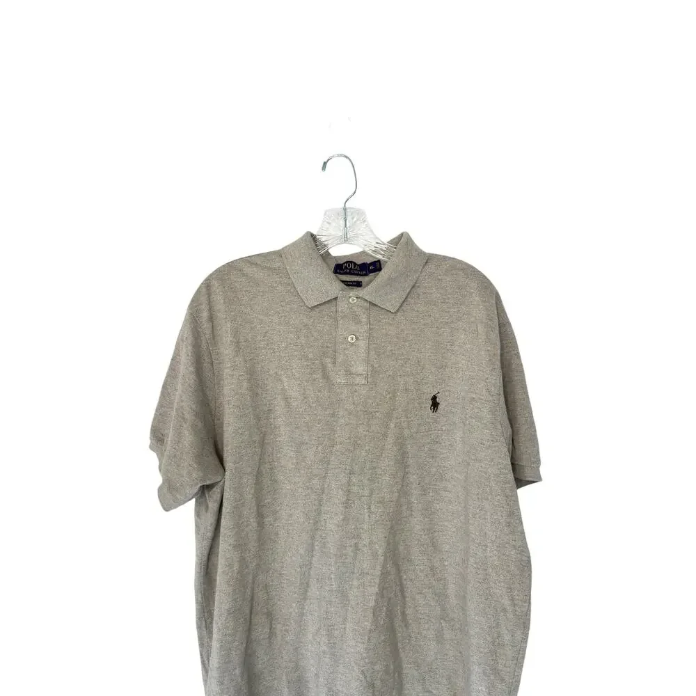 Polo Ralph Lauren Men's Polo Tan‎ Brown Short Sleeve Custom Fit Office Work XL